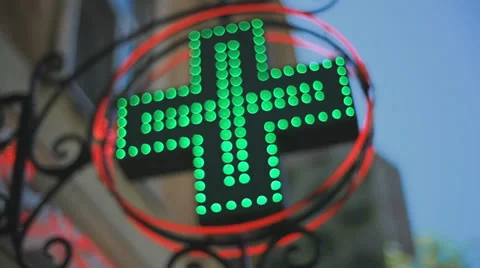 Illuminated pharmacy sign Stock-Footage 24756120