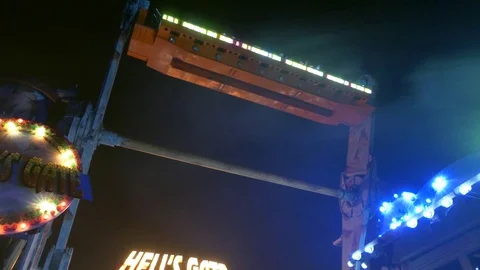 Illuminated platform attraction park Stock Footage 70884562