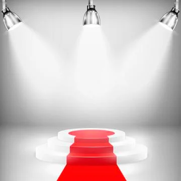 Illuminated Podium With Red Carpet Stock Illustration