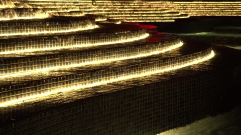 Illuminated Pool At City Mall. Video stock 244672827