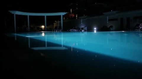 Illuminated pool at night Stock Footage 65449406