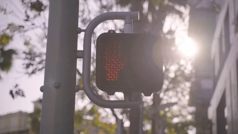 Illuminated Red Stop Don't Walk Hand Up Symbol 스톡 동영상 128714349
