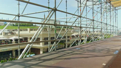 Illuminated resort complex from tribune against blue sky Stock Footage 237005143