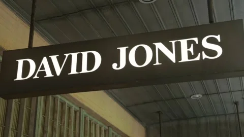 Illuminated Retail Store Sign on Covered Pitt Street Walkway in Sydney Stock Footage 345730055