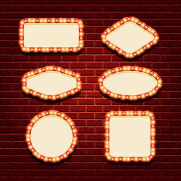 Illuminated retro frames set 库存插图
