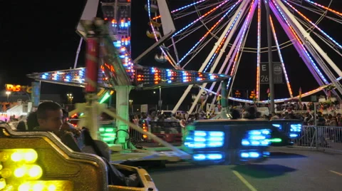 Illuminated Rides Spin At The Fair Stock Footage 51842374