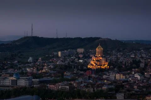 Illuminated sameba cathedral Stock Photos