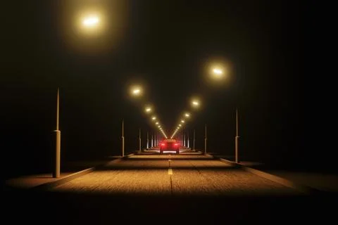 Illuminated section of the road Stock Illustration