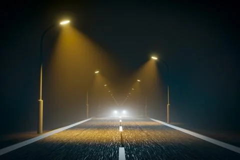 Illuminated section of the road Stock Illustration