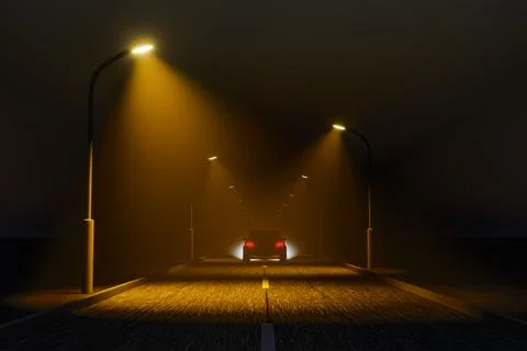 Illuminated section of the road Stock Illustration