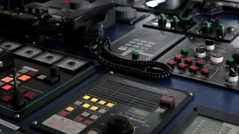 Illuminated ship control panel in the dark Stock Footage 79810849