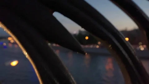 Illuminated ship on the river Stock Footage 79170723