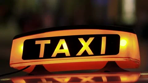 Illuminated Sighn of Taxi Cab 3 Stock Footage