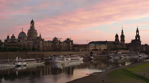Illuminated skyline of Dresden Stock Footage 80789447