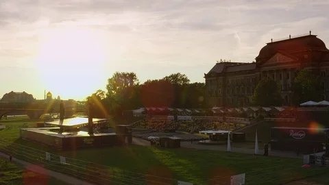 Illuminated skyline of Dresden Stock Footage 80848294
