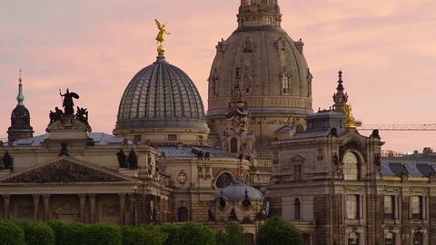 Illuminated skyline of Dresden Stock Footage 80901291