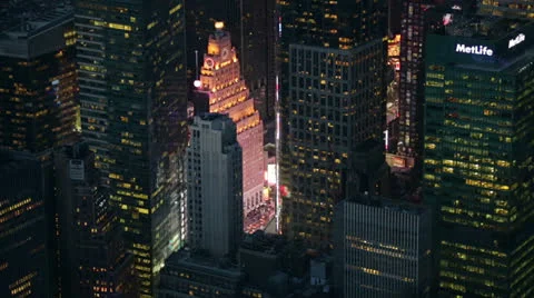 Illuminated Skyscrapers seen from the Empire State Building, New York, USA Stock Footage 24247181