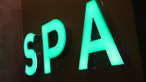 Illuminated SPA Signboard Stock Footage 101246945