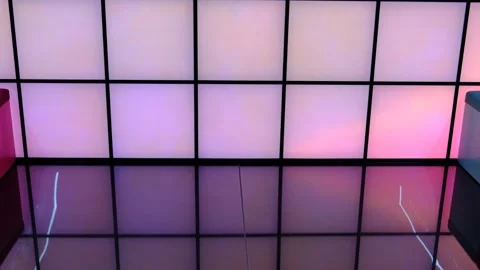 Illuminated square panels glow with soft white and peach light Stock Footage 328663138