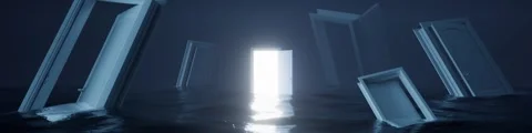 The illuminated stage background on the dark water surface is continuously playi 動画素材 339382439