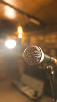 Illuminated Stage Microphone Stock Photos