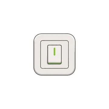 Illuminated switch illustration with green indicator signifies the on state.. Illustrazione stock