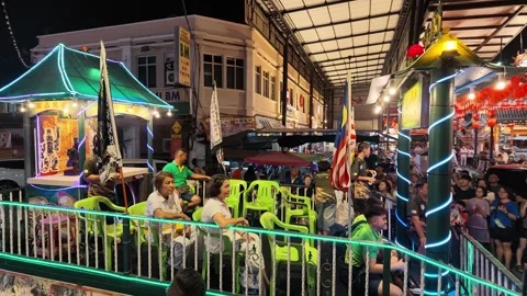Illuminated Temple Float Parade During Nine Emperor Gods Festival Stock Footage 347896517