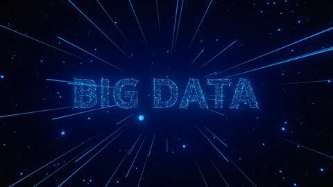 Illuminated Text of Big Data Radiating in a Cosmic Background Stock Illustration