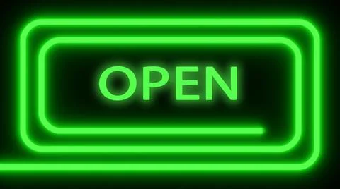 Illuminated text sign OPEN - 3D Illustration 스톡 일러스트