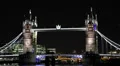 Illuminated Tower Bridge London Skyline Shard Skyscraper Thames Car Traffic Lit HD Footage