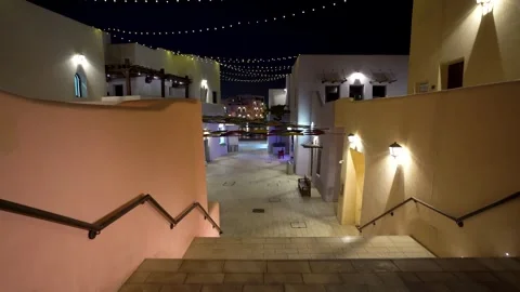 Illuminated Traditional Courtyard in Doha Stock Footage 337044577