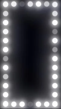 Illuminated vanity mirror frame with round bulbs and empty dark center, bea.. Stock Illustration