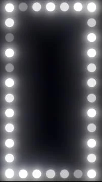Illuminated vanity mirror frame with round bulbs and empty dark center, bea.. Stock Illustration
