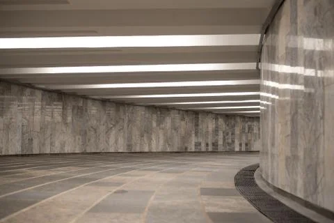 Illuminated by white artificial light empty tunnel Stock Photos