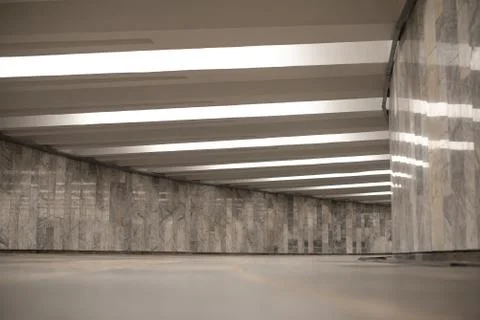 Illuminated by white artificial light empty tunnel Stock Photos