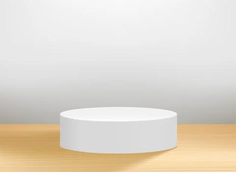 Illuminated white interior with platform. Showcase for a product. 3d vector.. 스톡 일러스트