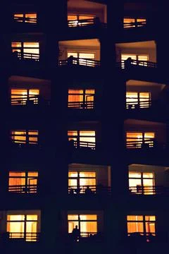 Illuminated windows Stock Photos