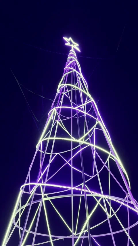 Illuminated wireframe tree with star topper Stock Footage 321196120