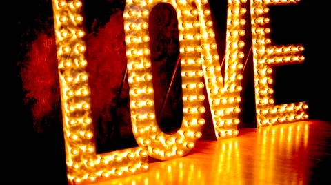 Illuminated word LOVE Stock Footage 44348656