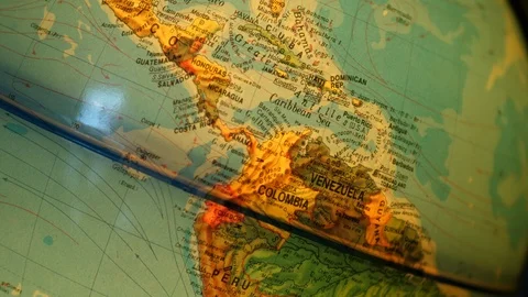 Illuminated World Globe Built-in LED Bulb. Educational Map. Golf of Mexico Stock Footage 113682458