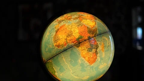 Illuminated World Globe Built-in LED Bulb. Educational Map. Africa Stock Footage 113683219
