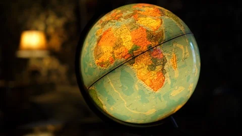 Illuminated World Globe Built-in LED Bulb. Educational Map. Africa, Madagascar 動画素材 113684389