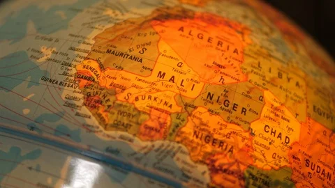 Illuminated World Globe Built-in LED Bulb. Educational Map. Africa Stock Footage 113722391