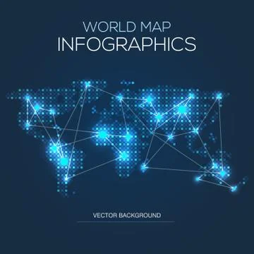 Illuminated world map infographic Stock Illustration