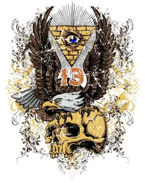 Illuminati Eagle Skull Crest T-Shirt Design Stock Illustration