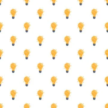 Illuminating ideas light bulbs seamless pattern white background Stock Illustration