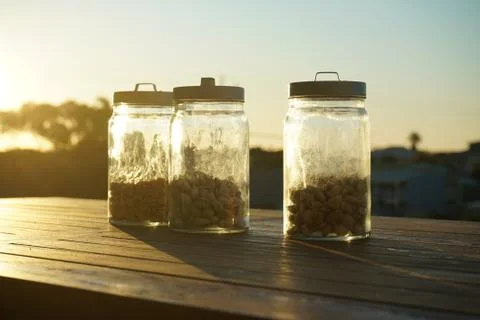 Illuminating jars Stock Photos