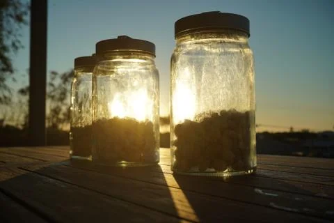 Illuminating jars Stock Photos