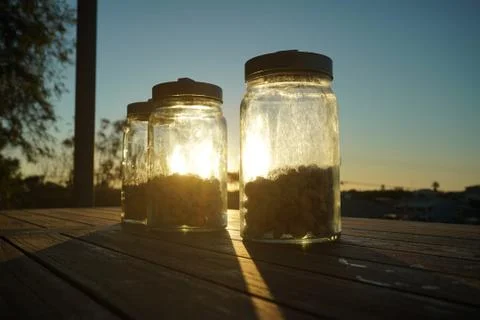 Illuminating jars Stock Photos
