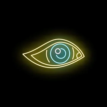 Illuminating neon eye watching and observing technology concept Stock Illustration